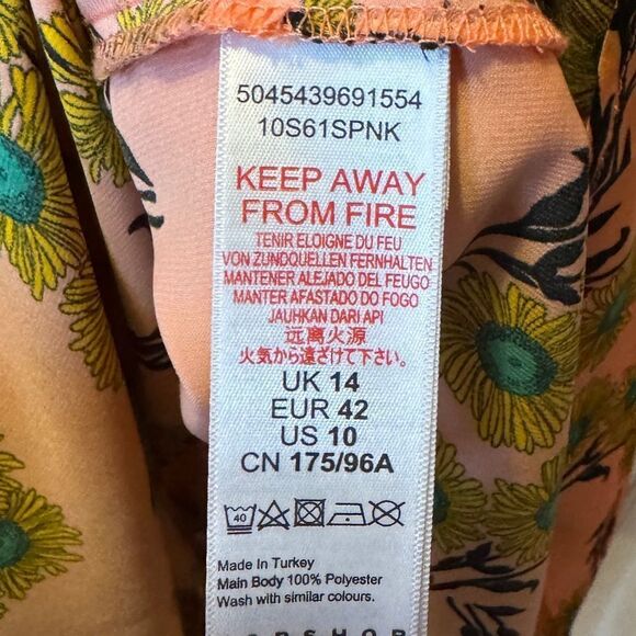 TOPSHOP Idol Daisy Print Midi Dress Pink Women’s Size 10 - Picture 8 of 8